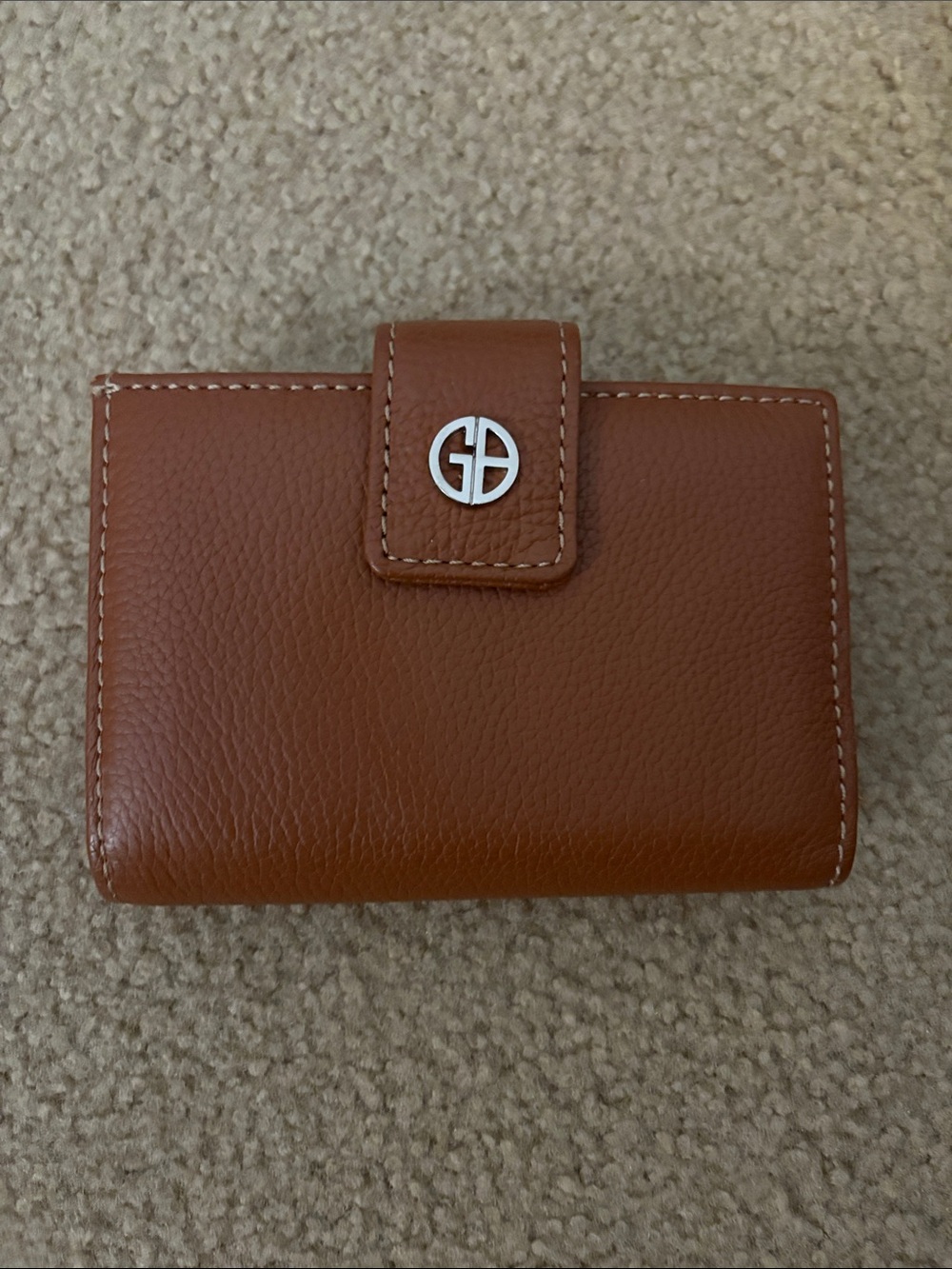 Giani Bernini Brown Leather Bi-Fold Wallet with Silver Logo